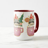 愛らしいクリスマス愛されるラクーン マグカップ (正面右)