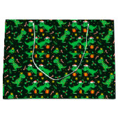 愛らしいクリスマス愛らしい漫画恐竜 ラージペーパーバッグ (正面)