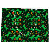 愛らしいクリスマス愛らしい漫画恐竜 ラージペーパーバッグ (裏面)