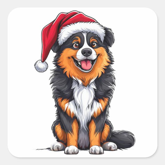 愛らしいクリスマス犬 スクエアシール (正面)