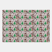 愛らしいクリスマス猫と木 ラッピングペーパーシート (正面)