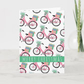 愛らしいクリスマス自転車の休日かわいいピガーリーンク カード (正面)
