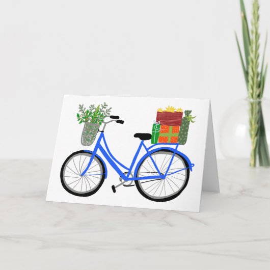 愛らしいクリスマス自転車の休日クリスマスギフト カード (正面)