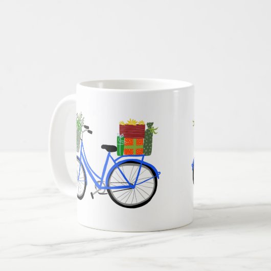 愛らしいクリスマス自転車の休日クリスマスギフト コーヒーマグカップ (正面左)