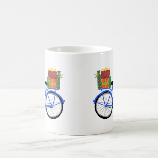 愛らしいクリスマス自転車の休日クリスマスギフト コーヒーマグカップ (中央)