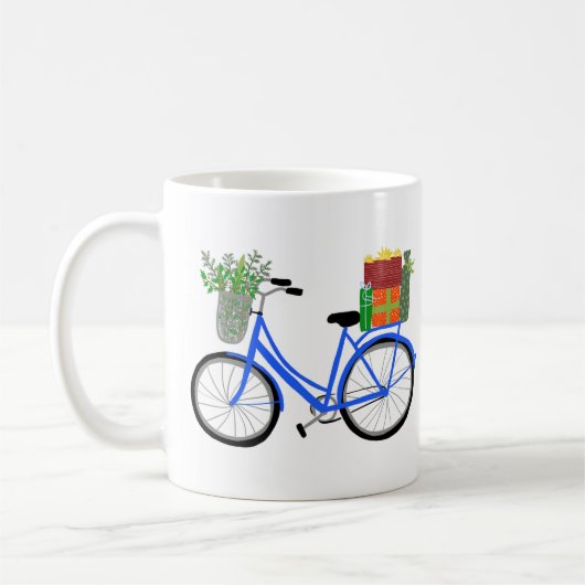 愛らしいクリスマス自転車の休日クリスマスギフト コーヒーマグカップ (左)