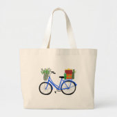 愛らしいクリスマス自転車の休日クリスマスギフト ラージトートバッグ (正面)