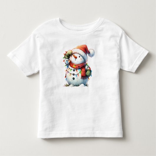 愛らしいクリスマス雪だるまベビーボディスーツ トドラーTシャツ (正面)