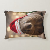 愛らしいクリスマス・ウォンバット アクセントクッション (正面)