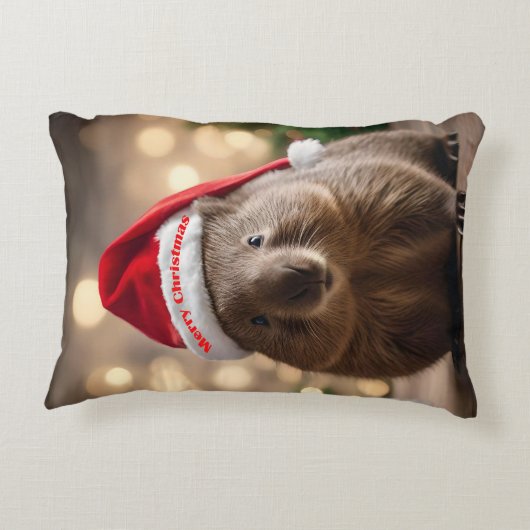 愛らしいクリスマス・ウォンバット アクセントクッション (裏面)