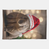 愛らしいクリスマス・ウォンバット キッチンタオル (横)