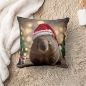 愛らしいクリスマス・ウォンバット クッション (ブランケット)