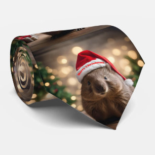 愛らしいクリスマス・ウォンバット ネクタイ
