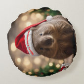 愛らしいクリスマス・ウォンバット ラウンドクッション (裏面)