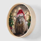 愛らしいクリスマス・ウォンバット 壁時計 (傾斜)