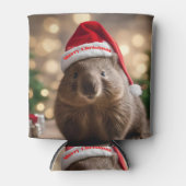 愛らしいクリスマス・ウォンバット 缶クーラー (正面)