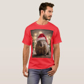 愛らしいクリスマス・ウォンバット Tシャツ (正面フル)