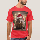 愛らしいクリスマス・ウォンバット Tシャツ (正面)