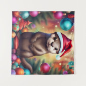 愛らしいクリスマス・オッター タペストリー (正面(横))