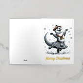 愛らしいクリスマス・オッター 箔グリーティングカード (外側レイダウン)