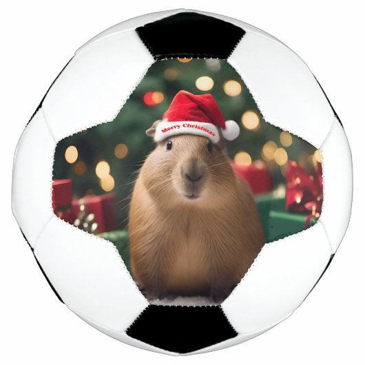 愛らしいクリスマス・キャピバラ サッカーボール (正面)