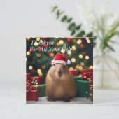 愛らしいクリスマス・キャピバラ サンキューカード (スタンド正面)