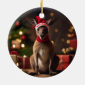 愛らしいクリスマス・サンタカンガルー セラミックオーナメント (裏面)