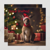 愛らしいクリスマス・サンタカンガルー 招待状 (正面/裏面)
