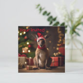 愛らしいクリスマス・サンタカンガルー 招待状 (スタンド正面)