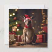 愛らしいクリスマス・サンタカンガルー 招待状 (裏面)