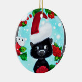 愛らしいクリスマス・スカンク セラミックオーナメント (右)