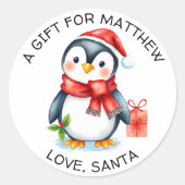 愛らしいクリスマス ペンギン 送り先・送り元用 ラウンドシール (正面)