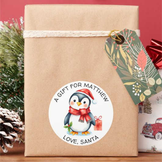 愛らしいクリスマス ペンギン 送り先・送り元用 ラウンドシール (クリスマス)