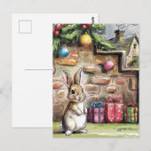 愛らしいクリスマス・ラビット ポストカード (正面/裏面)