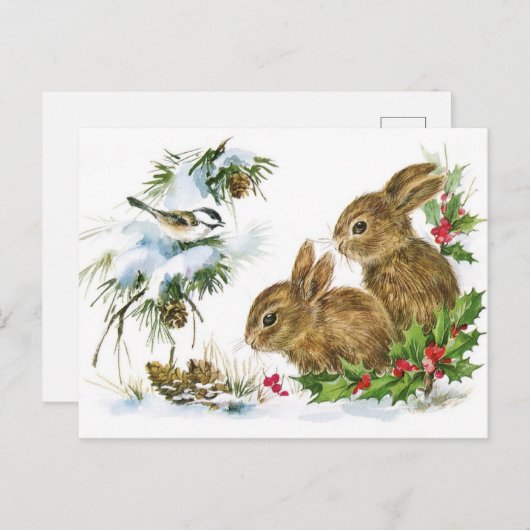 愛らしいクリスマス/休日はがき ポストカード (正面/裏面)
