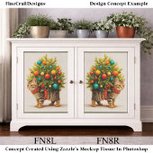 愛らしいクリスマツリーを背負う猫/子猫のデコパージュ FN8L 薄葉紙