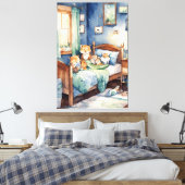 愛らしいクリッターの水彩画子供部屋 キャンバスプリント (インサイチュ (寝室))