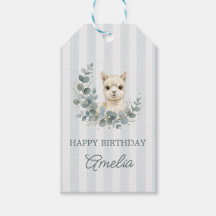 愛らしいクリーム色の水彩アルパカの誕生日