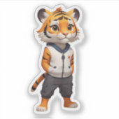 愛らしいクールタイガーイラストレーション シール (正面)