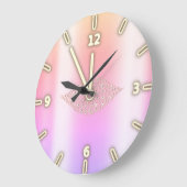 愛らしいクールトレンディーグラデーションの唇  ラージ壁時計 (傾斜)