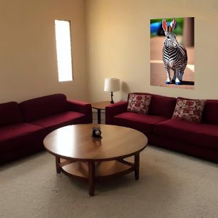 愛らしいクールハイブリッドうさぎゼブラ   AI Art ポスター