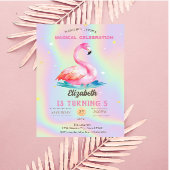 愛らしいクールピンクのフラミンゴスのホログラフィック 招待状