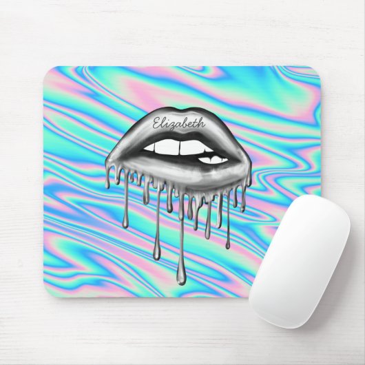 愛らしいクールメタリックドリッピングリップス、ホログラフィック マウスパッド (マウス)