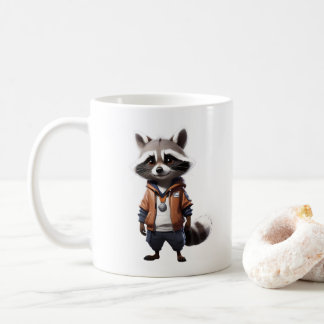 愛らしいクールラクーンイラストレーション コーヒーマグカップ