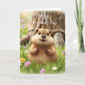 愛らしいグラウンドホッグの日 カード (正面)