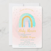 愛らしいグリッターレインボースターズベビーシャワー 招待状 (正面)