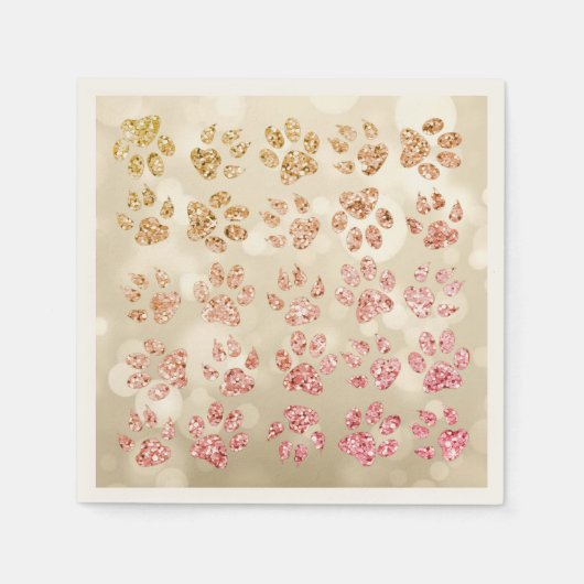 愛らしいグリッター犬の足跡、ボケ スタンダードカクテルナプキン (正面)