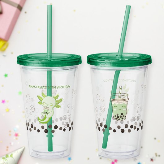 愛らしいグリーンアクソロテルボバミルクティー アクリルタンブラー