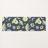 愛らしいグリーンエイリアン宇宙船UFO子供 ヨガマット (裏面(横))