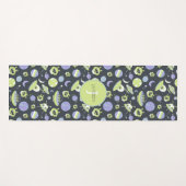 愛らしいグリーンエイリアン宇宙船UFO子供 ヨガマット (正面(横))